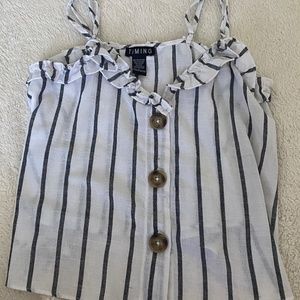 TIMING grey and white striped tank L